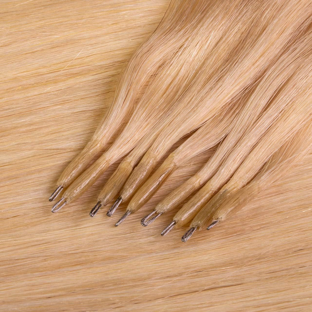 hair2heart Premium Nanoring Extensions Echthaar glatt - 50 Strähnen 0.8g 50cm 6/0 dunkelblond 50cm 5