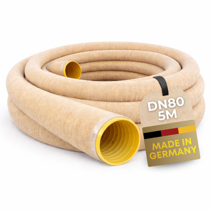 Drainagerohr DN80 5m mit Filtervlies – geschlitztes & perforiertes PVC Sickerrohr flexibel – verhind