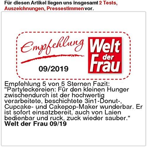 Rosenstein & Söhne Donatmaker: 3in1-Donut-, Cupcake- und Cakepop-Maker, antihaftbeschichtet, 600 Wat