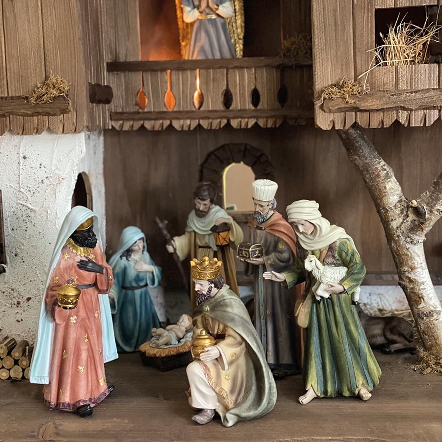 FADEDA Hlg. Florian, gebeizt/Höhe:28 cm/handbemalt/detailgetreue Krippen Figuren - Weihnachten Tisch