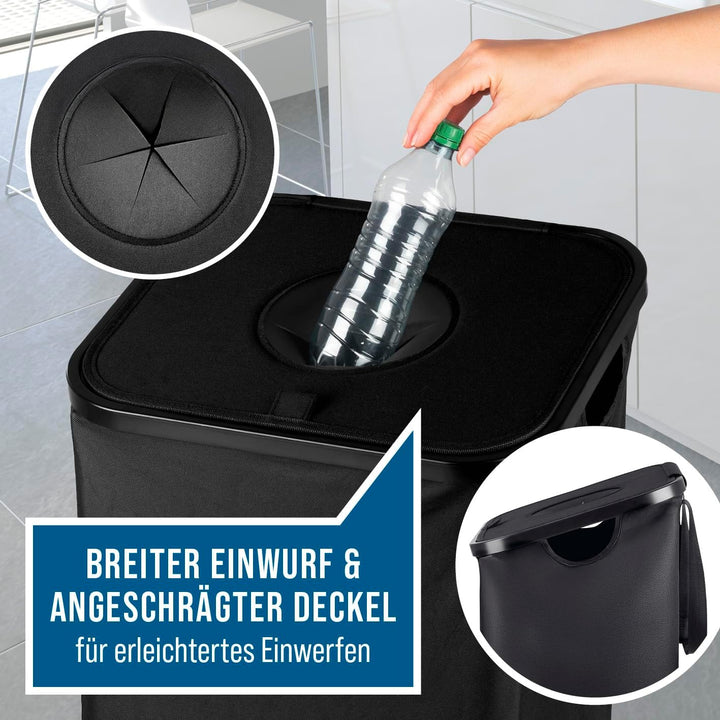 EASYmaxx Pfandflaschen Sammelbehälter 80 l inkl. Türhaken &amp; 2 herausnehmbare Tragetaschen | Flaschen