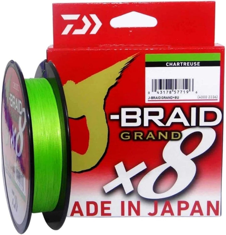 Daiwa J-Braid Grand x8E, 270m, Chartreuse, Geflochtene Angelschnur 270m/0.12mm, 270m/0.12mm