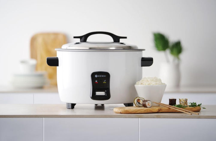 HENDI Reiskocher, Warmhaltefunktion, 23 Tassen Trockenreis, Messbecher und Reislöffel, 230V, 1550W,