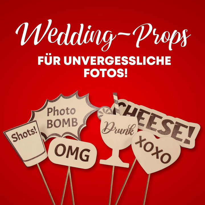 Holzura Fotobox Accessoires Hochzeit Requisiten, Schilder aus Holz mit Sprüchen, Wedding Props Zubeh