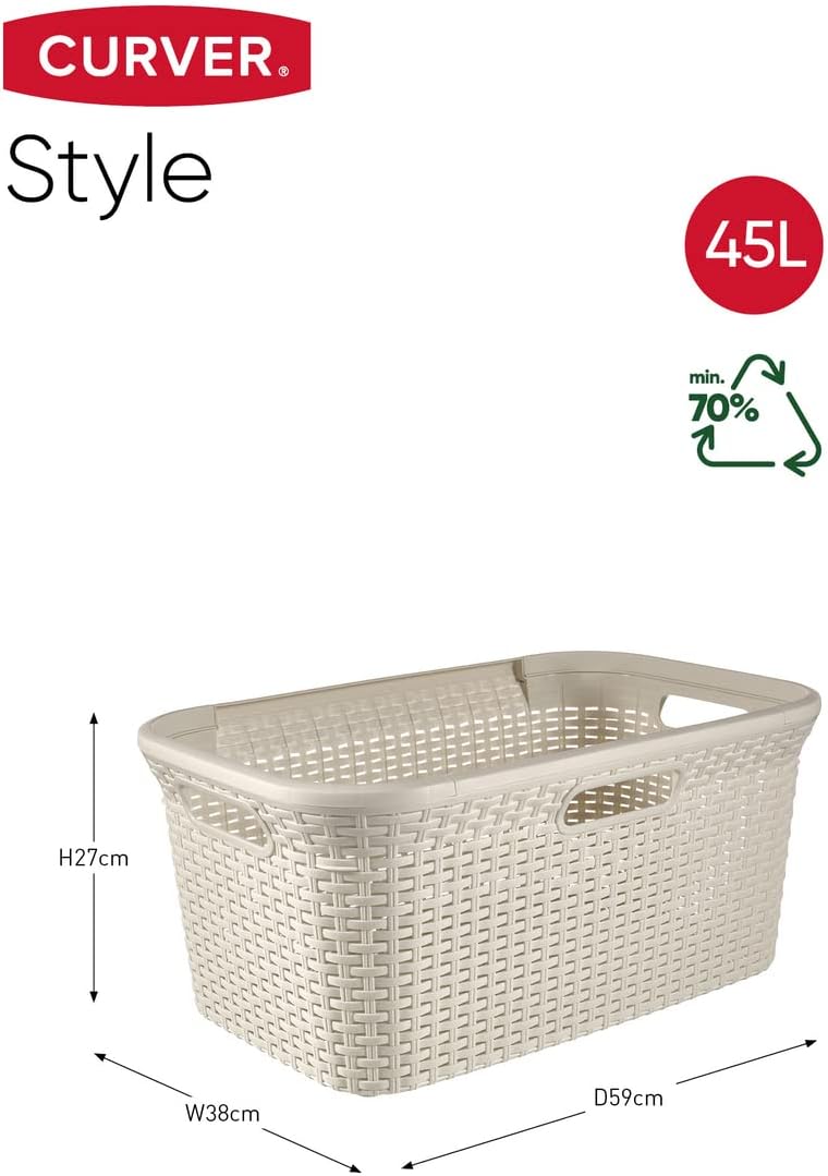 Curver 00708-885-00 Wäschebox Style, 45 L, Creme, Creme