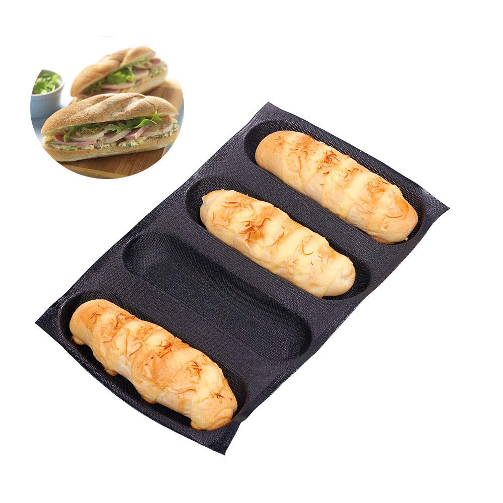 4-Mold Silikon Non-Stick perforiert Backen Matte Form Long Loaf Brot Schimmel 4 Hohlraum Ofen Pan