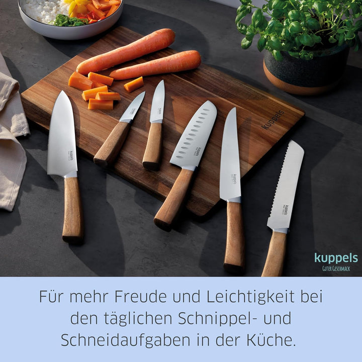 Kuppels Wood Messerblock mit Messer Set 5-teilig | Spickmesser, Allzweckmesser, Fleischmesser, Kochm