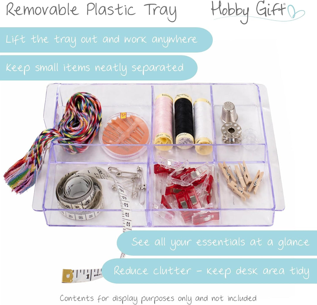 Hobby Gift Exclusive Mittelgrosse Nähbox, Bastel-Aufbewahrungsbox, Zubehörablage, Nadelkissen, PVC-G