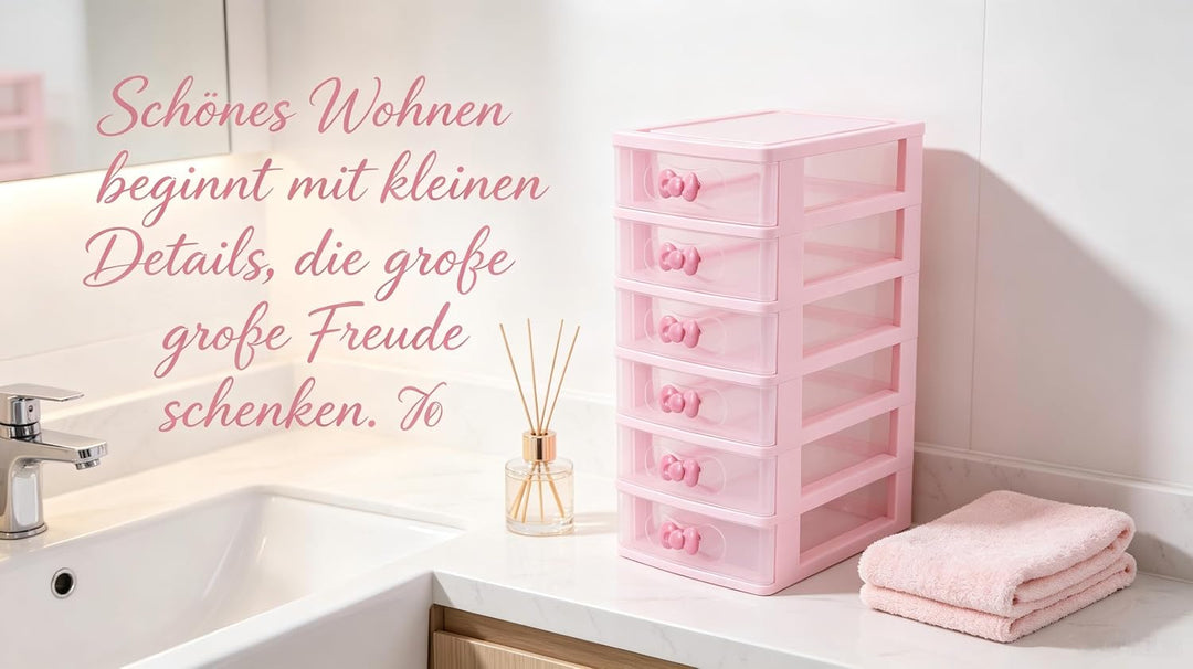Niedliche rosa Farbe Aufbewahrungsbox Desktop Organizer Badezimmer Schlafzimmer Schmuck Aufbewahrung