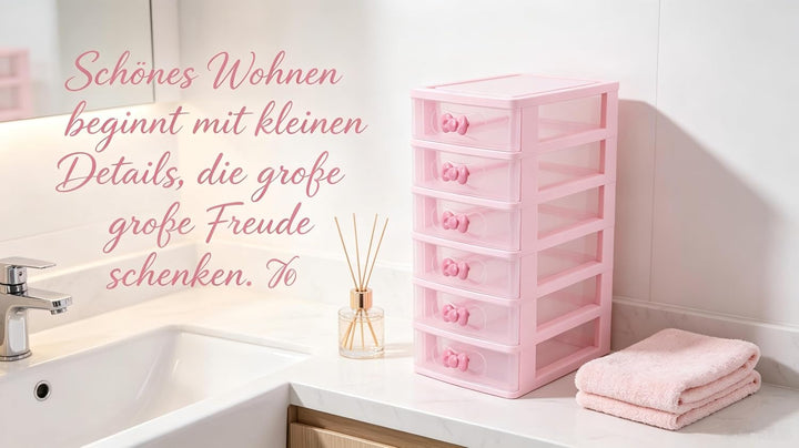 Niedliche rosa Farbe Aufbewahrungsbox Desktop Organizer Badezimmer Schlafzimmer Schmuck Aufbewahrung