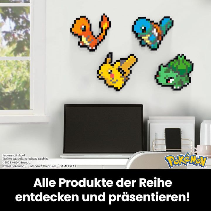 MEGA Pokémon Glumanda - zusammenbaubare Figur im Retro-Look, Pixel Art, inklusive Basis zur Wandmont