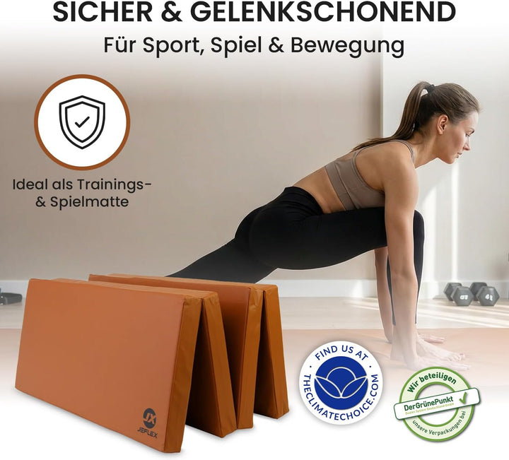 Jeflex - klappbare Weichbodenmatte & Turnmatte 200 x 100 x 8 cm MADE IN GERMANY/Gymnastikmatte tragb