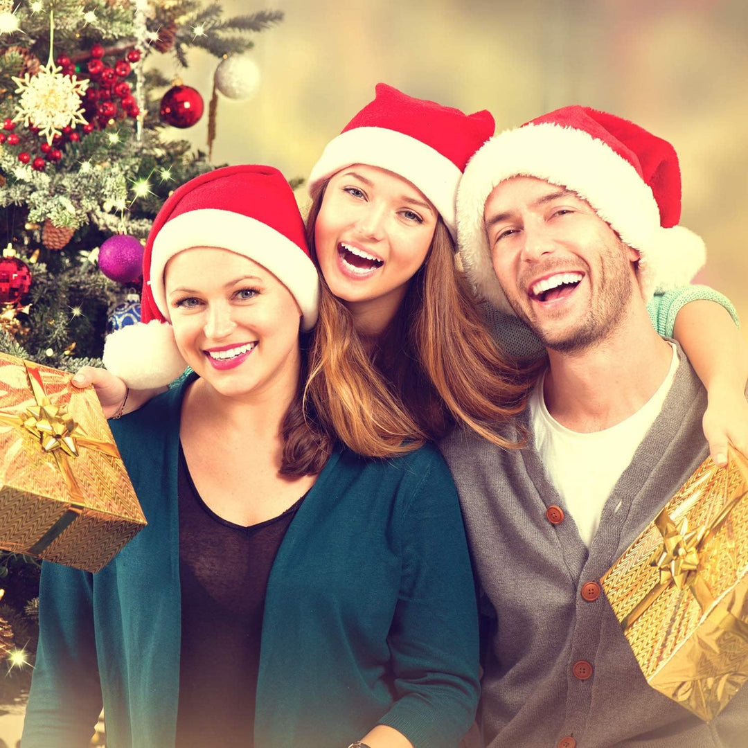 Elcoho 20 Pack Nikolausmütze Weihnachtsmütze Erwachsene plüsche weihnachtsmann mütze Vliesstoff Weih