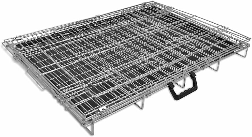 Faltbare Hundebox Metall L mit 2 Türen, Stabiler galvanisierter Stahlrahmen, kompakte Faltbare Trans