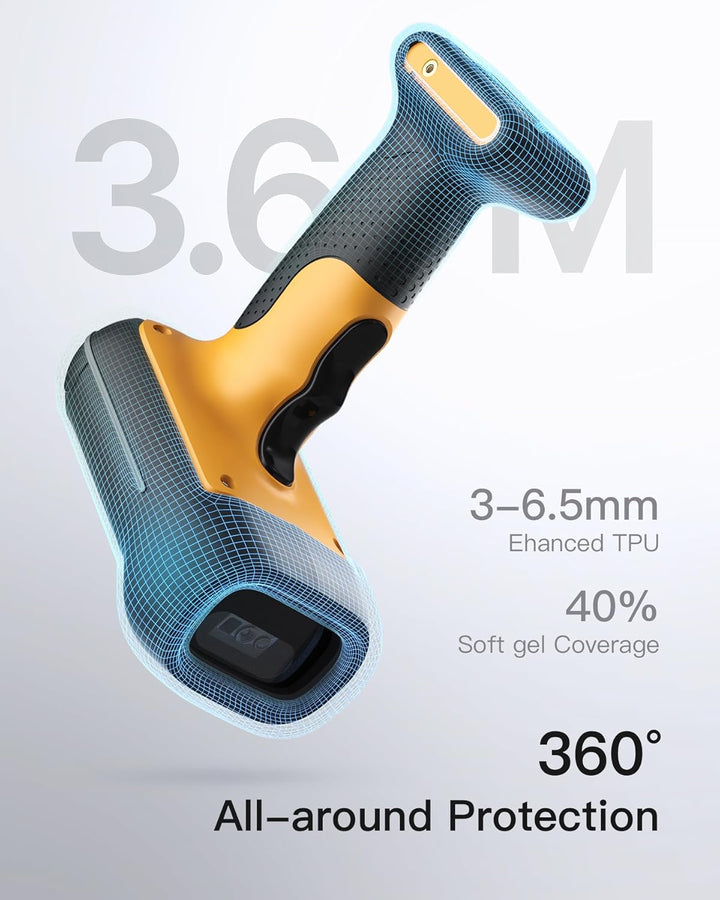 Inateck Barcode Scanner Bluetooth, 1D 2D QR Code Scanner Kabellos, Industrieller IP67 Wasser- und St