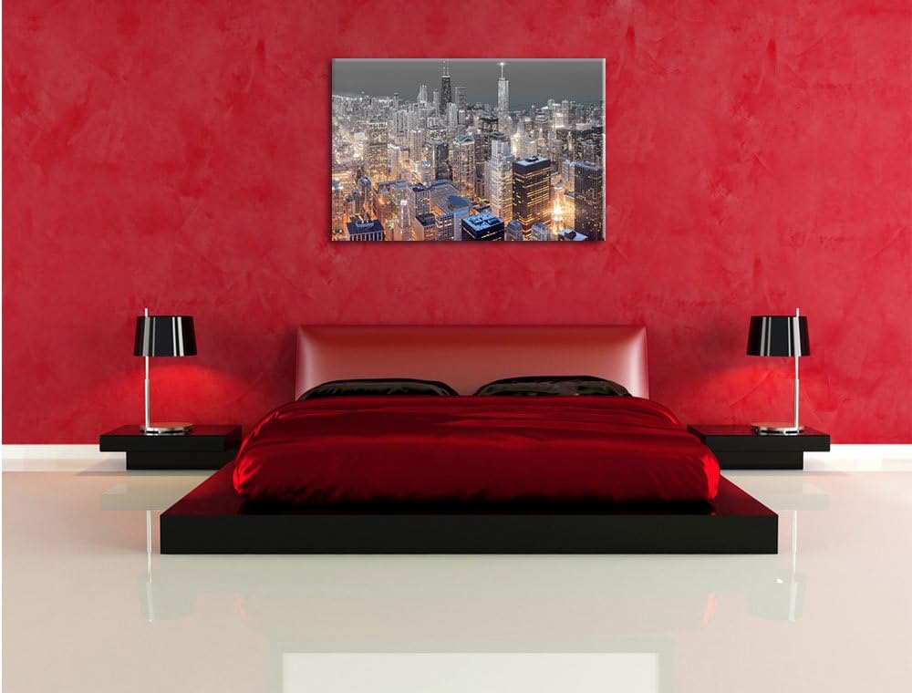 Pixxprint Luftaufnahme Chicago als Leinwandbild/Grösse: 100x70 cm/Wandbild/Kunstdruck/fertig bespann