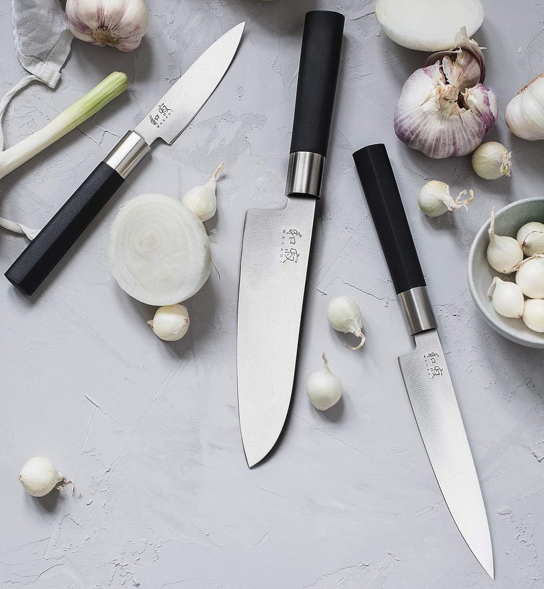 KAI 67S-300 Wasabi Black Set 6710P, 6715U, 6, Schwarzer Griff Schwarzer Griff 3 Pce Knife Set, Schwa