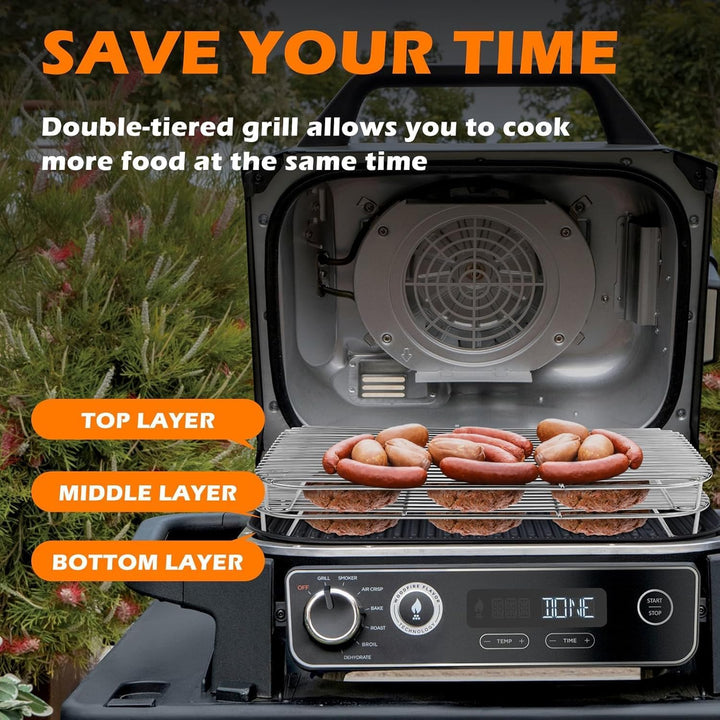Grillrost Edelstahl für Ninja Woodfire Pro Connect XL Perfekt zum Räuchern Grosser Fleischstücke, Rö