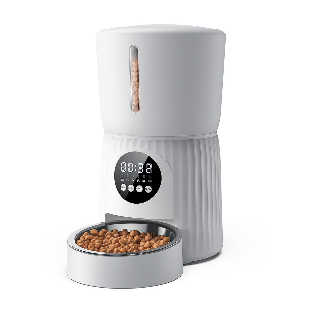 Faroro 4L Futterautomat Katze & Hund, Katzenfutter Automat mit Timer, Katzennapf aus Edelstahl & Dre