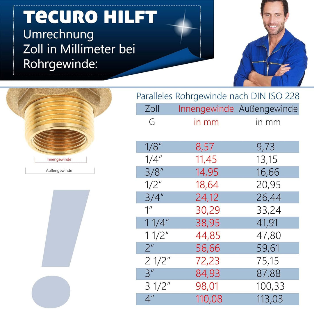 tecuro S-Auslauf für Wand-Armaturen 3/4 Zoll konisch dichtend, Länge 200 mm, Messing verchromt