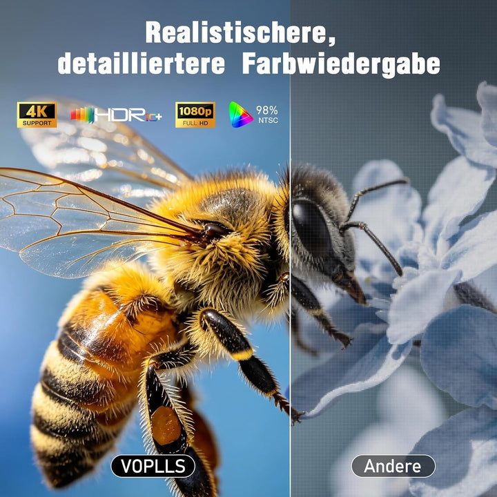 Smart Beamer【Netflix vorinstalliert & Dolby Audio】 VOPLLS Autofokus/Trapezkorrektur 40000 Lumen Beam