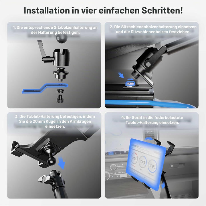 Arkon Mounts TAB801 Tablet-Halterung für Auto- oder LKW-Sitzschiene, mit 55,9 cm Arm, Schwarz, Halte