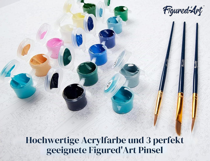 Figured'Art Malen Nach Zahlen Erwachsene Mit Rahmen Baum des Lebens - Paint by Numbers Basteln DIY B