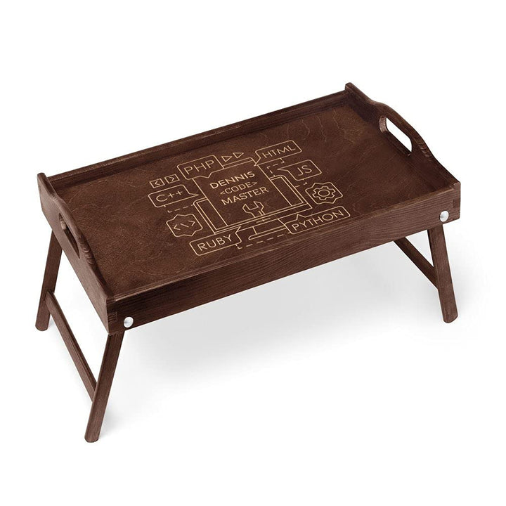 Maverton Serviertisch mit Gravur - personalisiert - Snack-Tablett mit Griffen - klappbare Beine - er