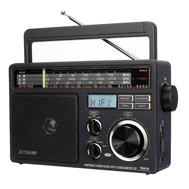 Retekess TR618 Tragbare Radio Batteriebetrieben, Kofferradio für Senioren, Weltempfänger AM FM SW, U