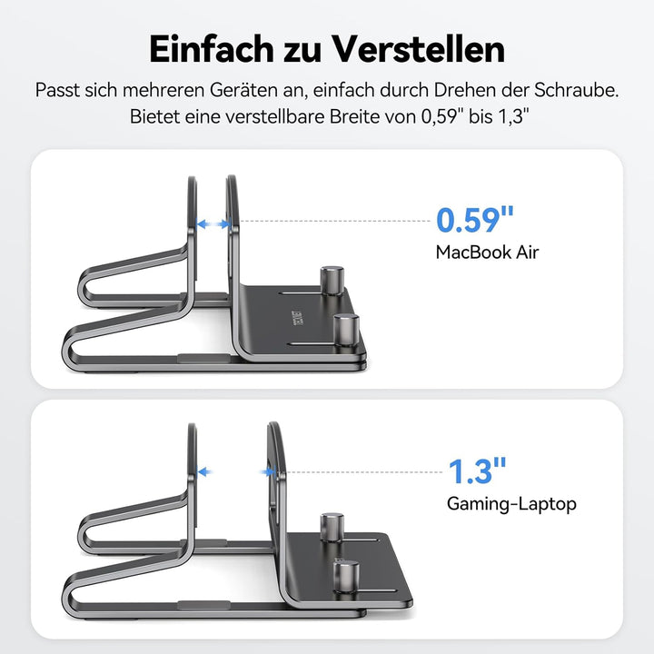 TECKNET Vertikaler Laptop Ständer aus Aluminium, Verstellbarer Laptop-Ständer, durchbrochenes Design