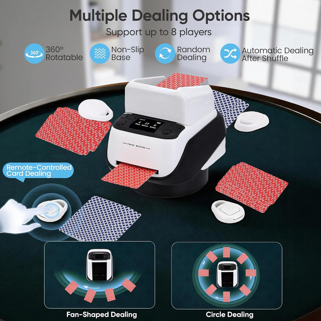Automatischer Karten Austeiler mit 4 Fernbedienungen, 360° Drehung für 1–4 Decks, Karten Verteiler,