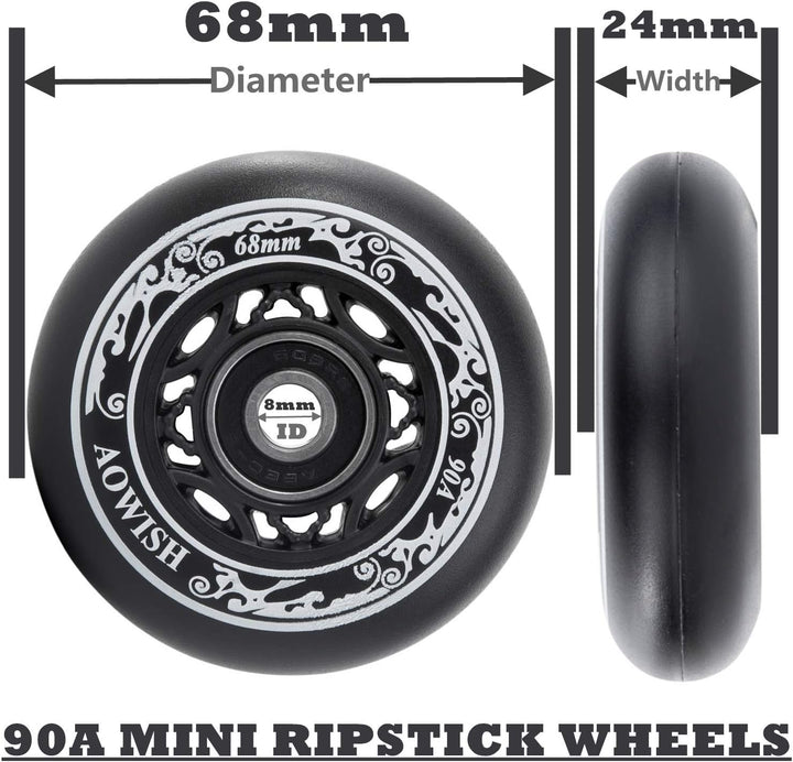 AOWISH Inline-Skate-Rollen 85A (8 Stück) Kinder Einsteiger Roller Ersatzrad Schwarz, schwarz