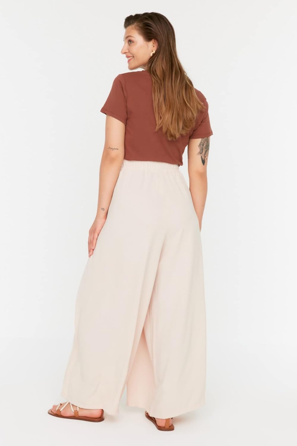 TRENDYOL Damen Normal Waist Plus Size Pants Hose 40 Grosse Grössen Beige, 40 Grosse Grössen Beige