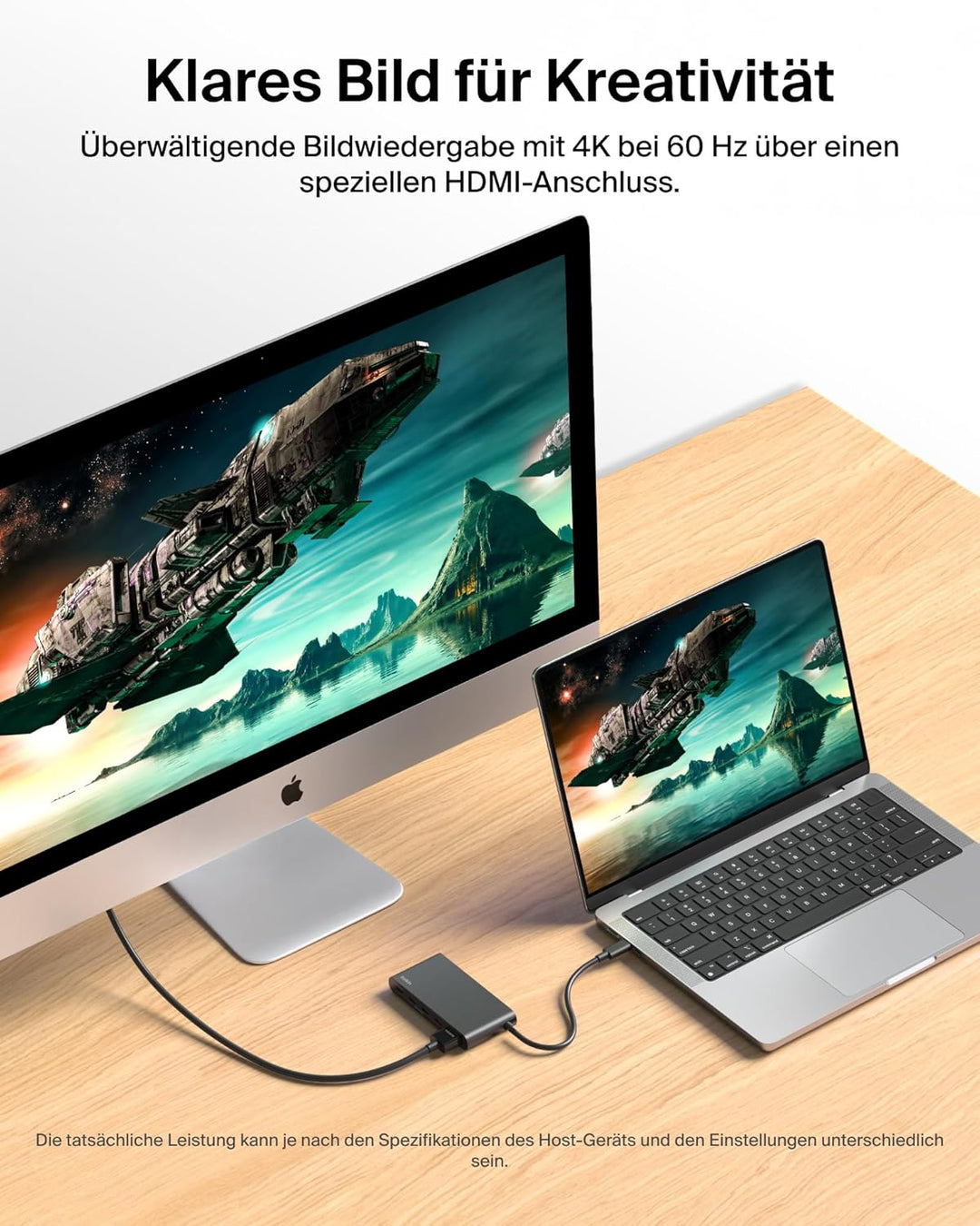 Belkin USB Hub, 5 in 1 USB C Adapter mit HDMI Anschluss, 4K 60Hz, 100W Power Delivery, Schneller Dat