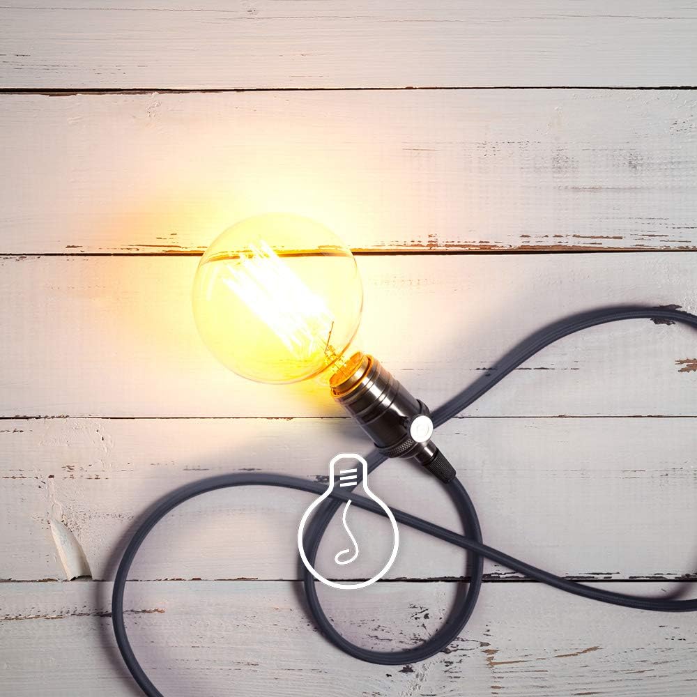 Amarcords - Textilkabel für Lampen SCHWARZ, rund, Jute, 5 Meter, mit Erdung 3x0,75 - Stoffkabel mit