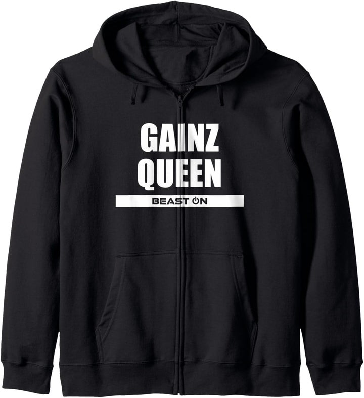 Gains Gainz Queen Bodybuilding Gym Fitness Motivation Spruch Kapuzenjacke