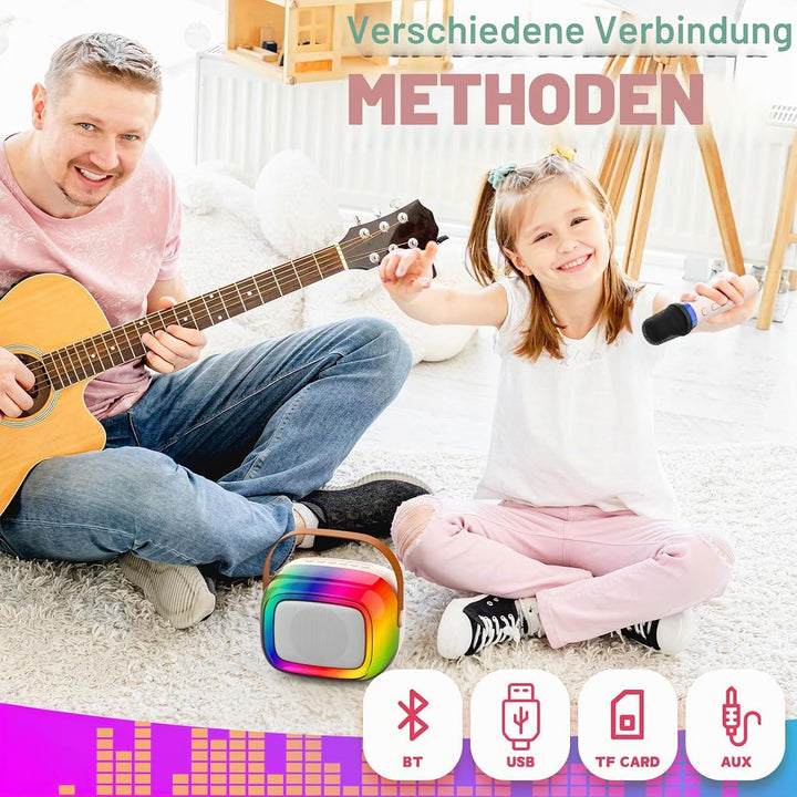 GUYUCOM Karaoke Machine mit 1 Kabellose Mini Mikrofon für Kinder und Erwachsene, Tragbaren Bluetooth