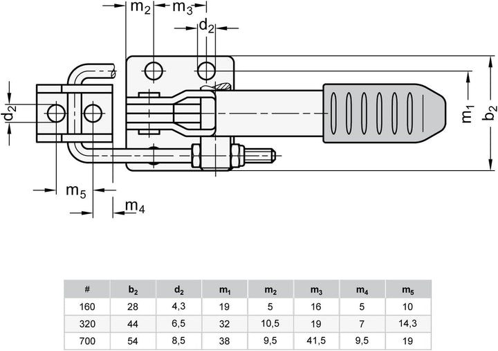 Ganter Normelemente | Verschluss-Spanner für Zugspannung - GN 851-700-T2 | Edelstahl | 1 Stück Halte