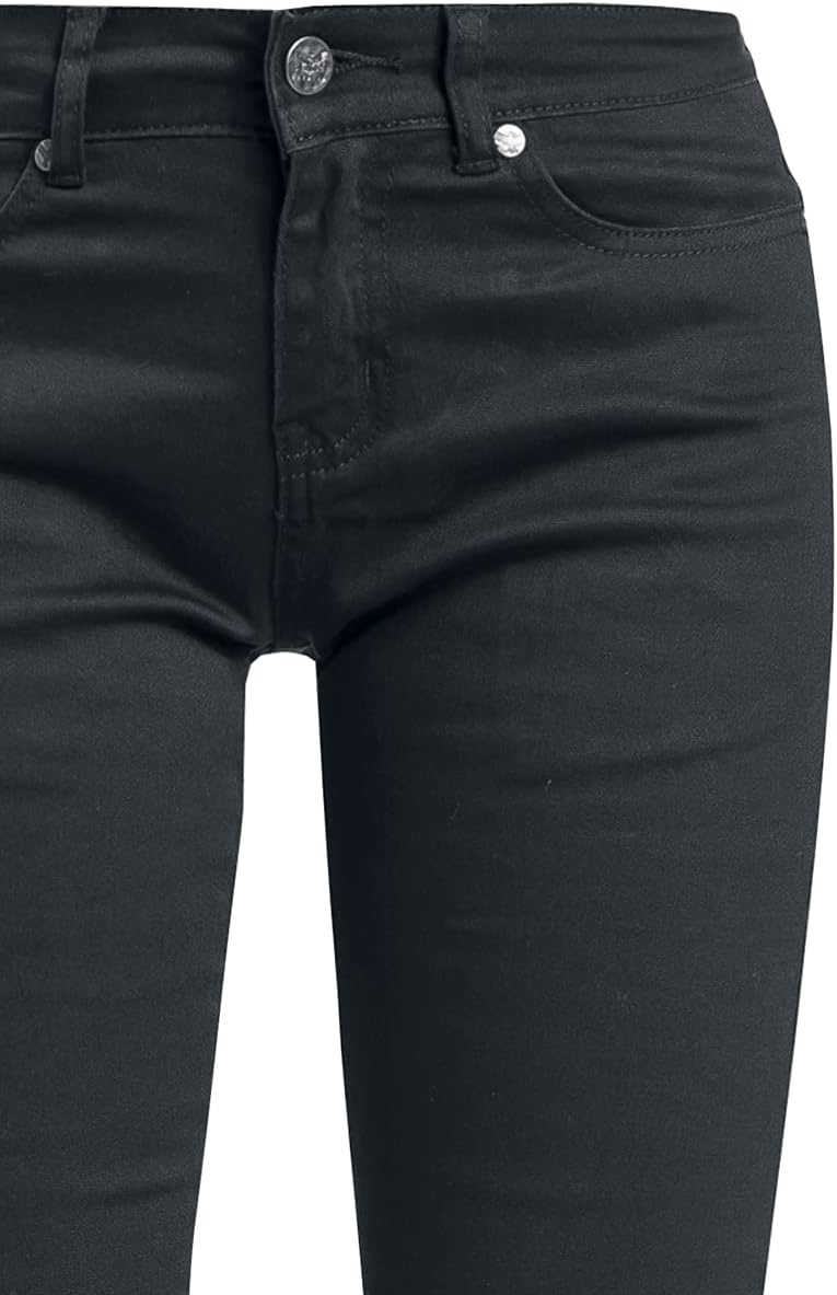 Black Premium by EMP Damen Schwarze Schlichte Basic Jeans mit Schlag aus festem Denimstoff M Schwarz