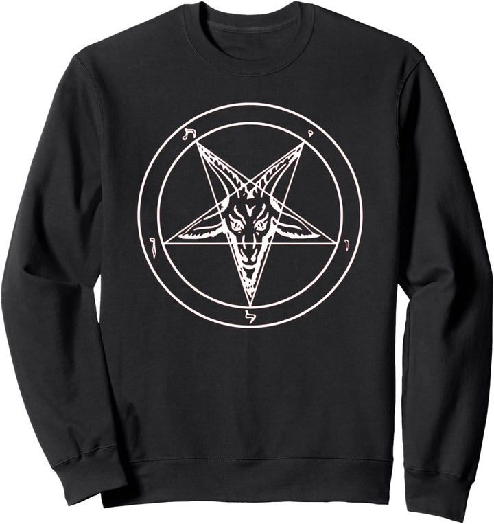 666 Satan Schwarzer Stern Motiv mit Totenkopf Pentagramm Sweatshirt
