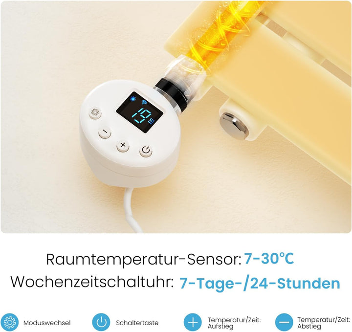Heilmetz Badheizkörper Elektrisch WiFi 899 x 600 mm,Flach Bad Heizkörper mit Digitalem Thermostat, E