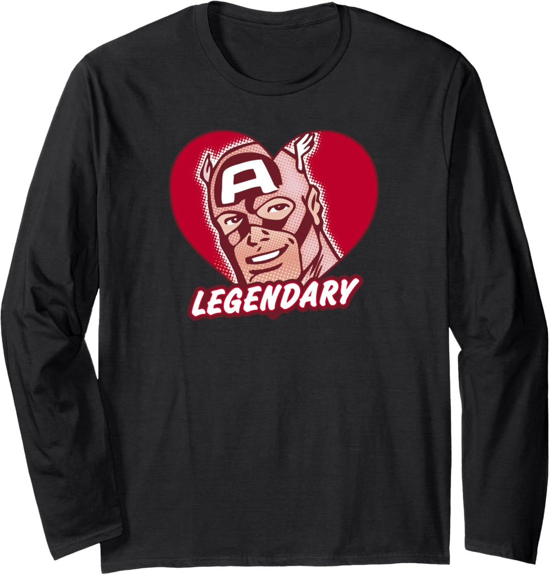 Marvel Captain America Legendary Heart Shaped Portrait Langarmshirt
