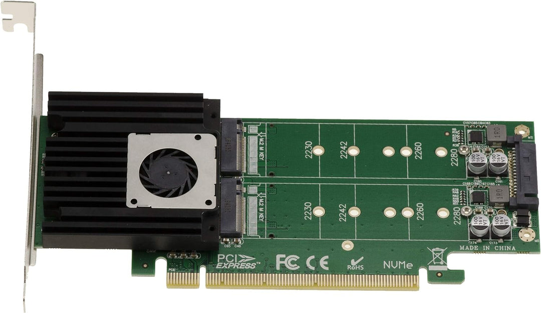 KALEA-INFORMATIQUE M2 PCIe 3.0 x16 Controller-Karte für 4 SSD M.2 NVMe M Key. High und Low Profile.