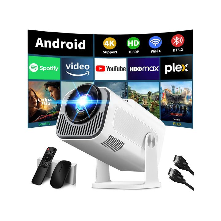Mini Beamer 4K Full HD 1080P [2026 Modell] Projektor Tragbarer mit WiFi 6 und Bluetooth 5.2 & 270° D