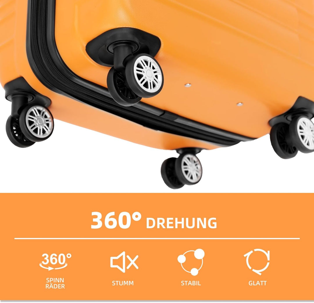 BEIBYE Reisekoffer 2088 Hartschalekoffer Gepäck Koffer Trolley Set, Kofferset in 14 Farben (Orangen)