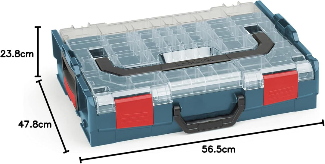 Bosch Sortimo Sortimentskasten L BOXX 102 professional blau Deckel transparent mit Insetboxen-Set BC