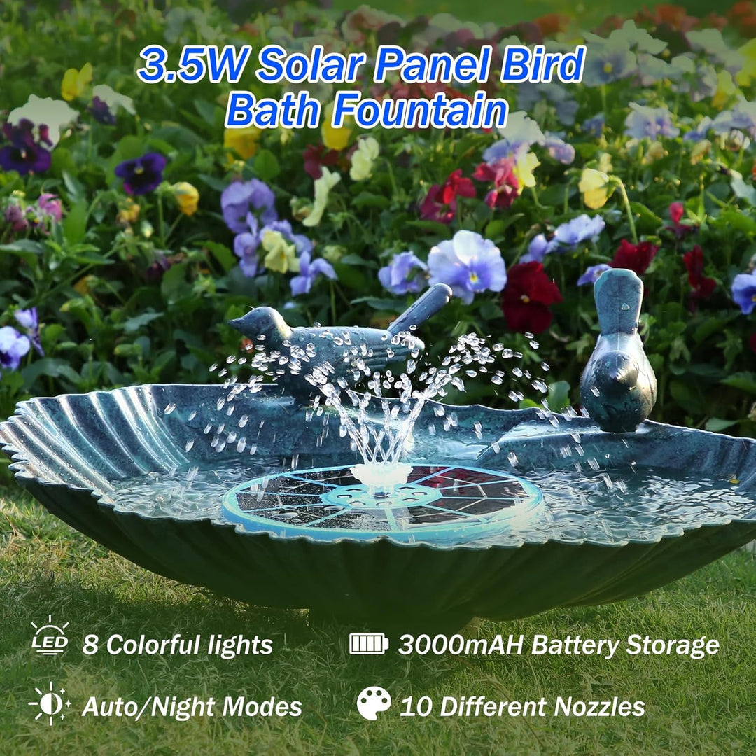 AISITIN LED Solar Springbrunnen für Aussen mit 3000mAh, 3,5W Solar Schwimmender Fontäne Pumpe mit Ve