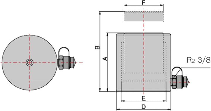 HYDRAFORE Einzelwirkender Hydraulikzylinder (30 Ton 150 mm)