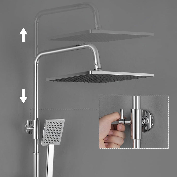 Auralum Duscharmatur Komplettset, Regendusche mit Duscharmatur, Duschsystem Duschset mit Duschkopf,
