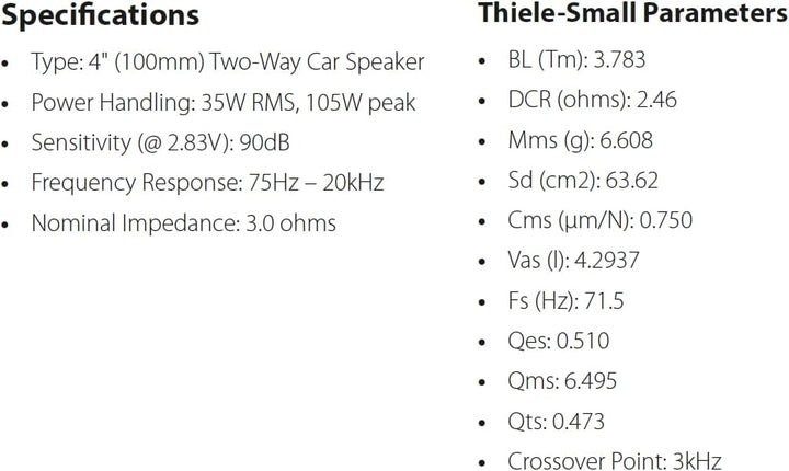 JBL Club Gen3 44F 4.0'' (10cm) Lautsprechersatz Koaxial